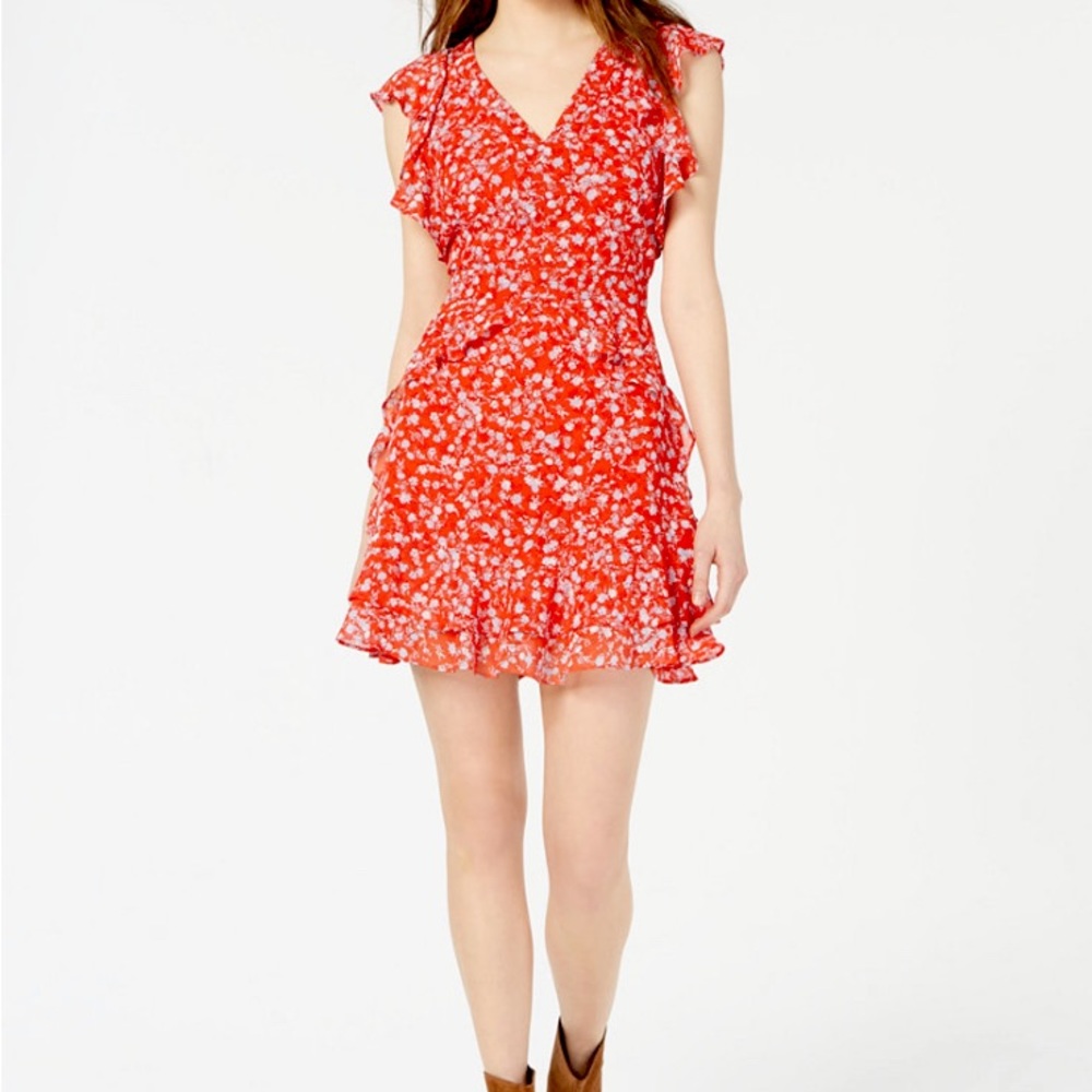 Bar III Floral-Print Ruffle Mini Dress